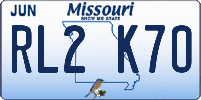 MO license plate RL2K7O