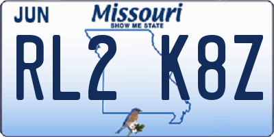 MO license plate RL2K8Z