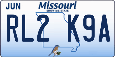 MO license plate RL2K9A