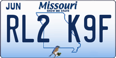 MO license plate RL2K9F