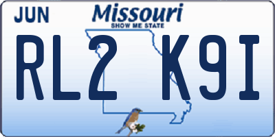 MO license plate RL2K9I