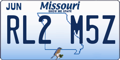 MO license plate RL2M5Z
