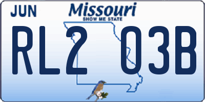 MO license plate RL2O3B