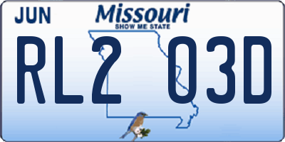 MO license plate RL2O3D