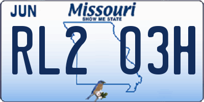 MO license plate RL2O3H