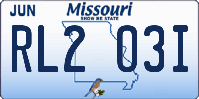 MO license plate RL2O3I