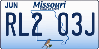 MO license plate RL2O3J
