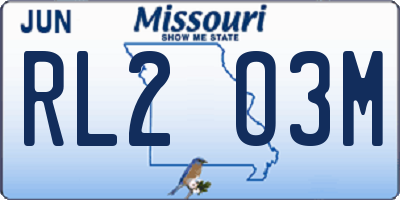 MO license plate RL2O3M