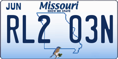 MO license plate RL2O3N