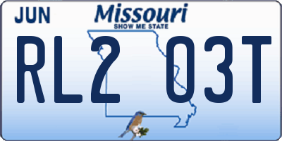 MO license plate RL2O3T