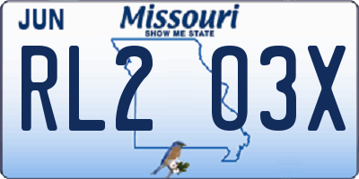 MO license plate RL2O3X