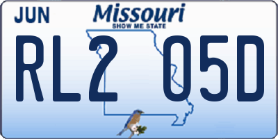 MO license plate RL2O5D