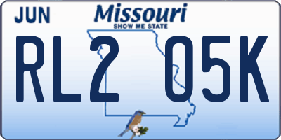 MO license plate RL2O5K