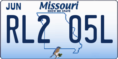 MO license plate RL2O5L
