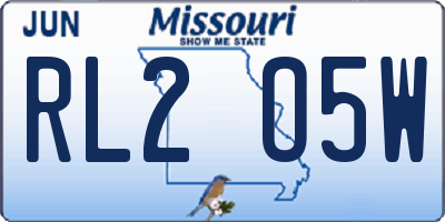 MO license plate RL2O5W