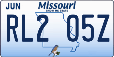 MO license plate RL2O5Z