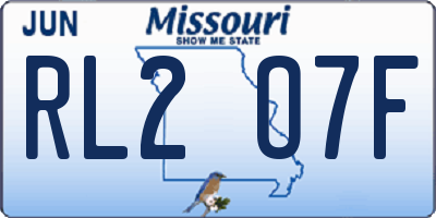 MO license plate RL2O7F