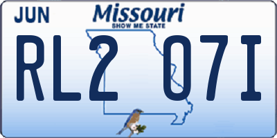 MO license plate RL2O7I