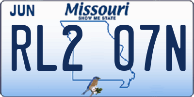 MO license plate RL2O7N