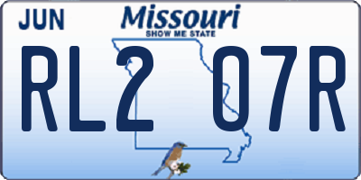 MO license plate RL2O7R