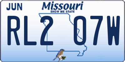 MO license plate RL2O7W