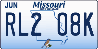 MO license plate RL2O8K