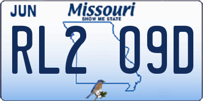 MO license plate RL2O9D