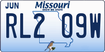 MO license plate RL2O9W