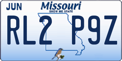 MO license plate RL2P9Z