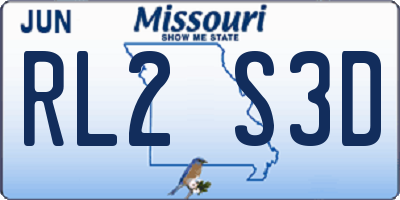 MO license plate RL2S3D