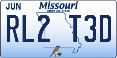 MO license plate RL2T3D