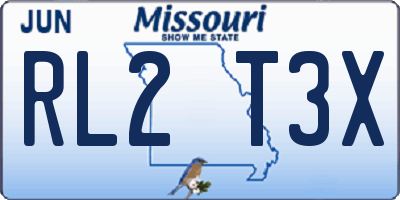MO license plate RL2T3X