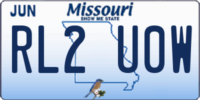 MO license plate RL2U0W