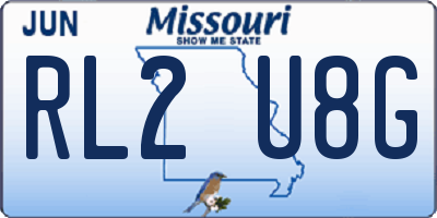 MO license plate RL2U8G