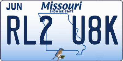 MO license plate RL2U8K