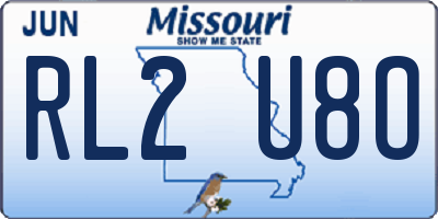 MO license plate RL2U8O