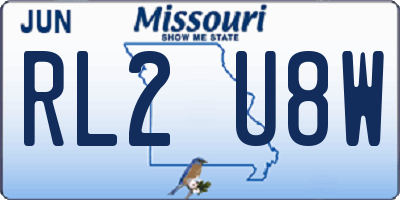 MO license plate RL2U8W