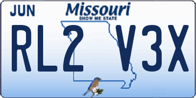 MO license plate RL2V3X