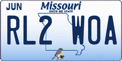 MO license plate RL2W0A