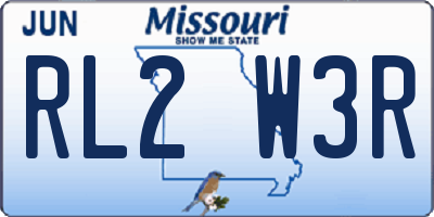 MO license plate RL2W3R