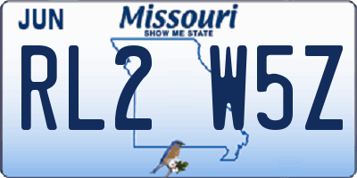 MO license plate RL2W5Z