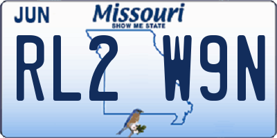 MO license plate RL2W9N