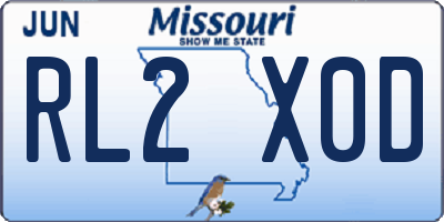 MO license plate RL2X0D