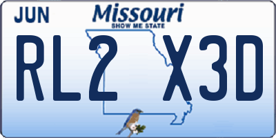 MO license plate RL2X3D