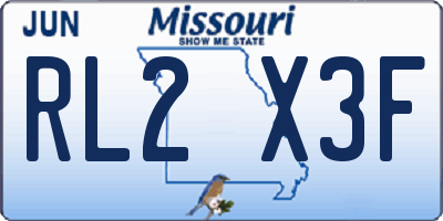 MO license plate RL2X3F