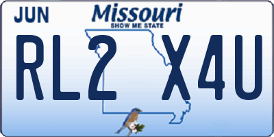 MO license plate RL2X4U
