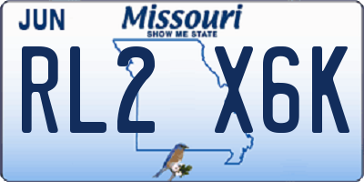 MO license plate RL2X6K