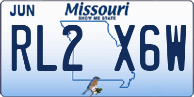 MO license plate RL2X6W