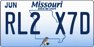 MO license plate RL2X7D