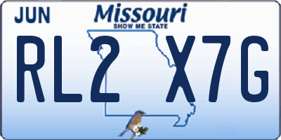 MO license plate RL2X7G